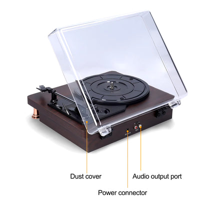 Retro Vinyl Record Player W/ Dustproof Cover Classic Nostalgic Style Record Player 33/45/78RPM Turntables Gramophone Phonograph