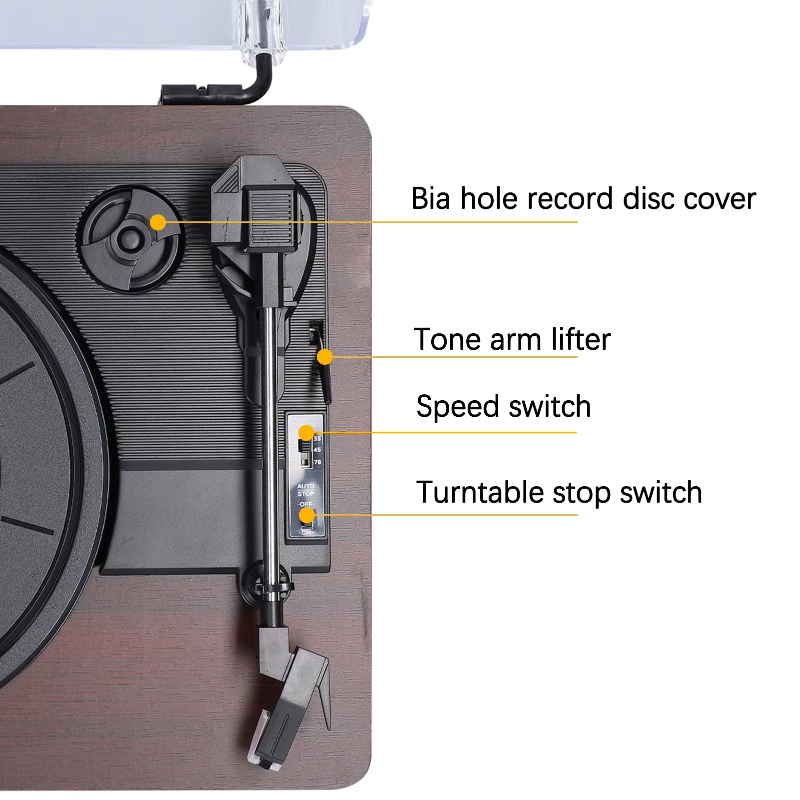 Retro Vinyl Record Player W/ Dustproof Cover Classic Nostalgic Style Record Player 33/45/78RPM Turntables Gramophone Phonograph