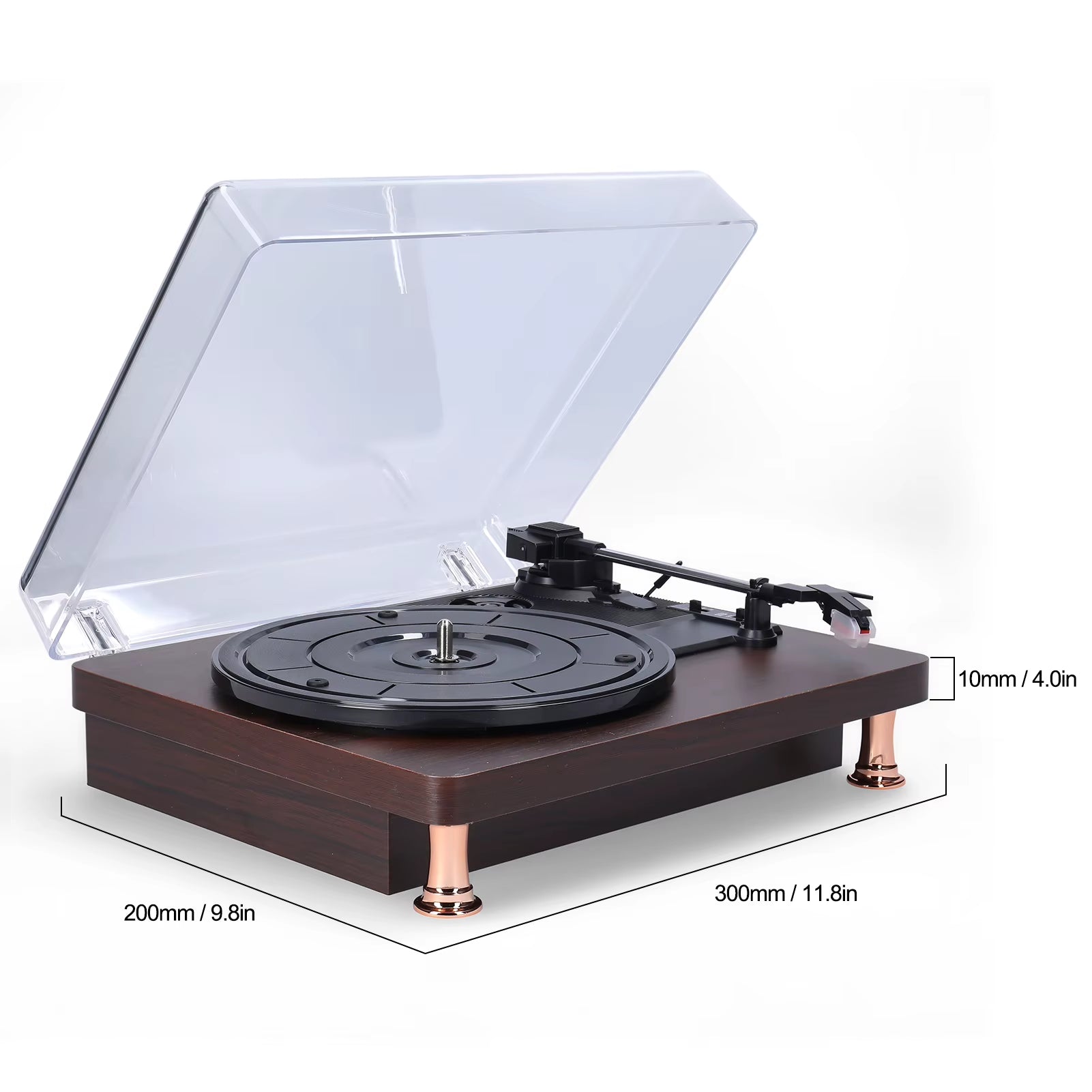 Retro Vinyl Record Player W/ Dustproof Cover Classic Nostalgic Style Record Player 33/45/78RPM Turntables Gramophone Phonograph